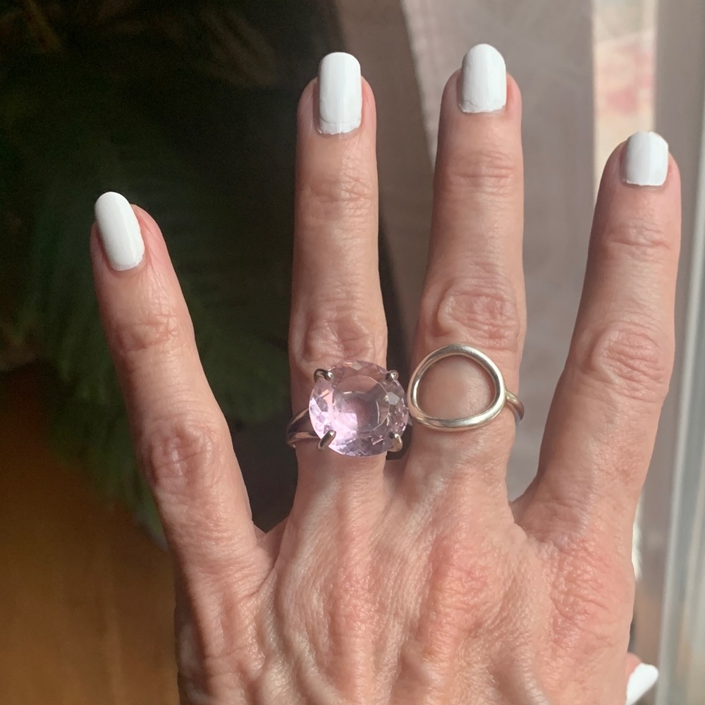 Anemone Silver Ring with Pink Quartz